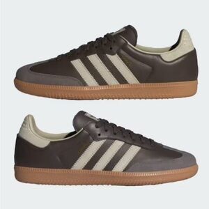 New! ADIDAS ‘Samba OG’ Shoes - Brown/Putty Gray/Gold